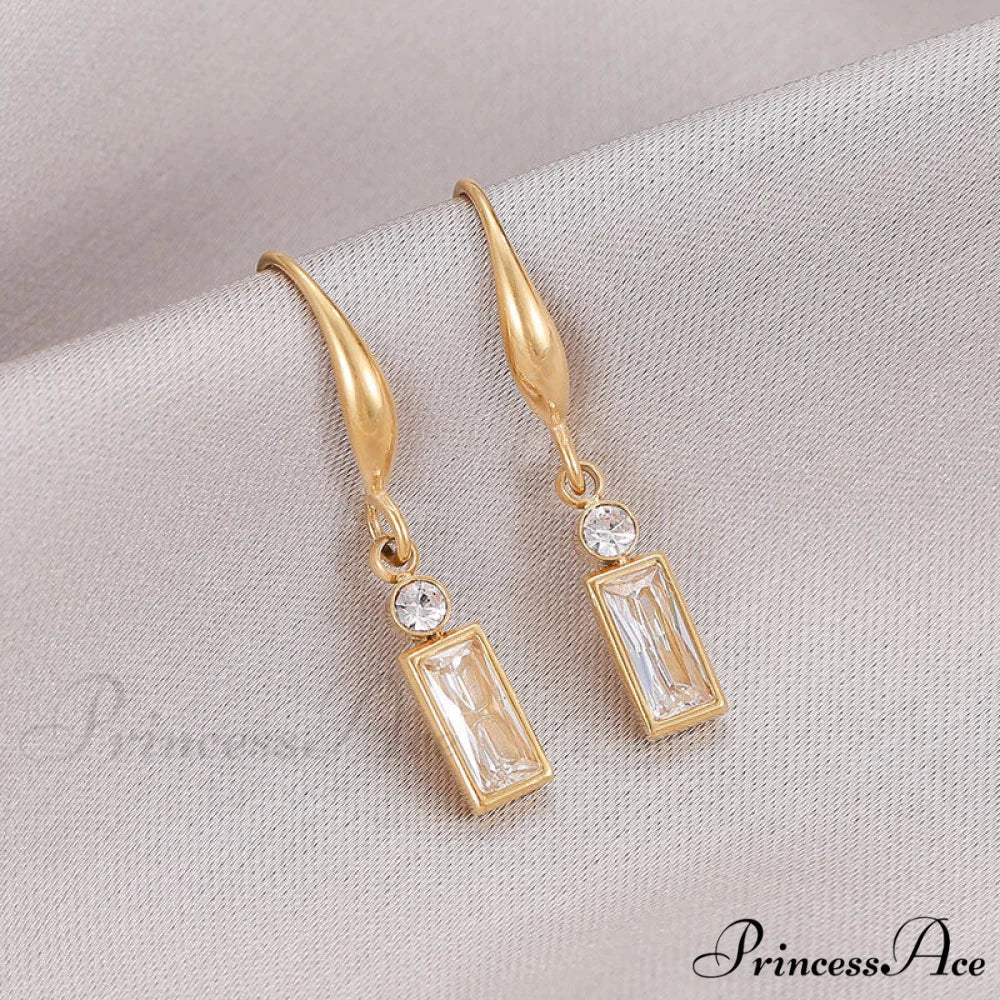 Classic Style Rectangular Stone Dangle Earrings
