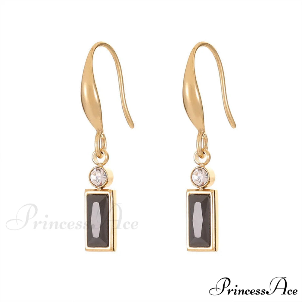 Classic Style Rectangular Stone Dangle Earrings