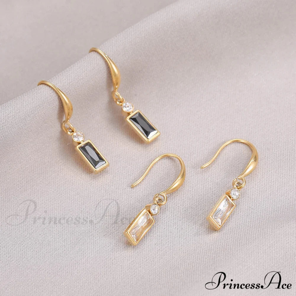 Classic Style Rectangular Stone Dangle Earrings