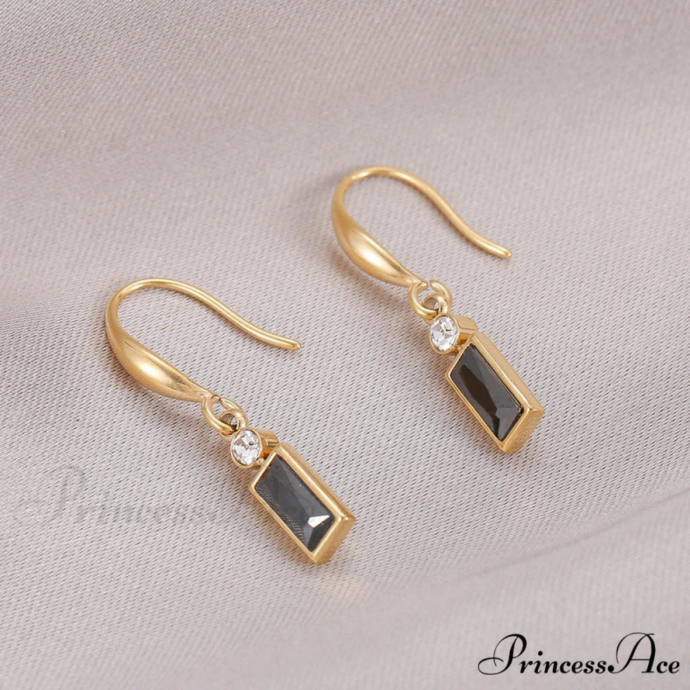 Classic Style Rectangular Stone Dangle Earrings
