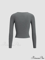 Classic V-Neck Graceful Long Sleeve Shirt