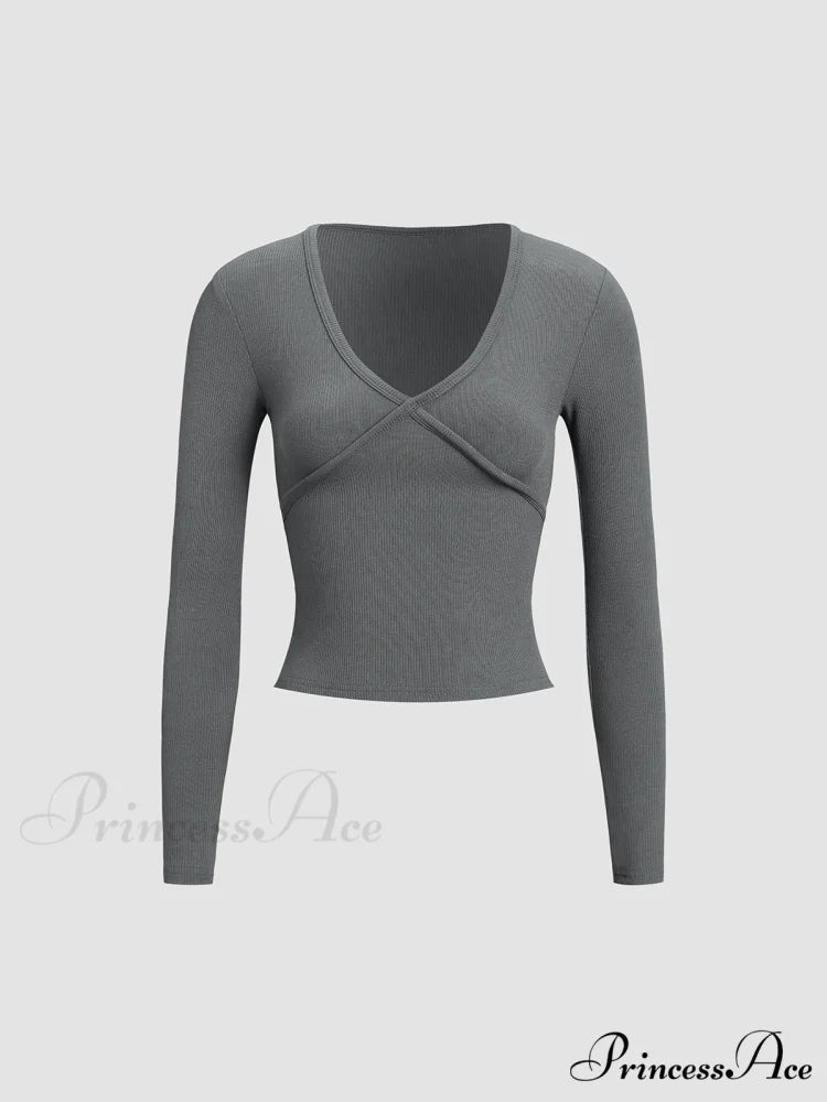 Classic V-Neck Graceful Long Sleeve Shirt