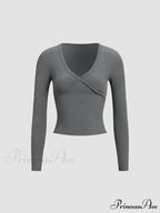 Classic V-Neck Graceful Long Sleeve Shirt