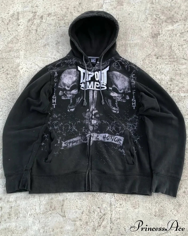 Cleaned Medieval Letter Zipper Hoodie