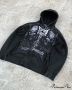 Cleaned Medieval Letter Zipper Hoodie