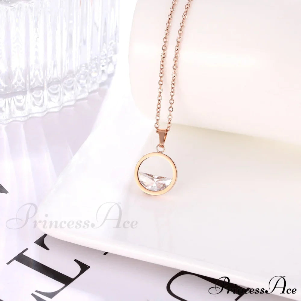 Clear Zircon Slim Waist Pendant Necklaces