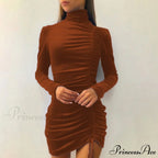 Clubwear Turtleneck Velvet Dresses