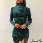 Clubwear Turtleneck Velvet Dresses