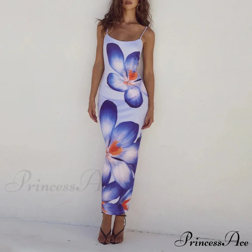 Cocktail Bodycon Flower Print Split Summer Streetwear Flower Dress
