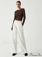 Cocoa Beans Long Trendy Sleeve Crop Shirt