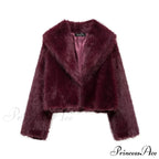 Coffee Fur Lapel Short Coat