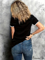 Coffee & Girl Printed - Casual All-Season Crew Neck Top with Belt Comfortable Polyester Blend Machine-Washable T-shirt