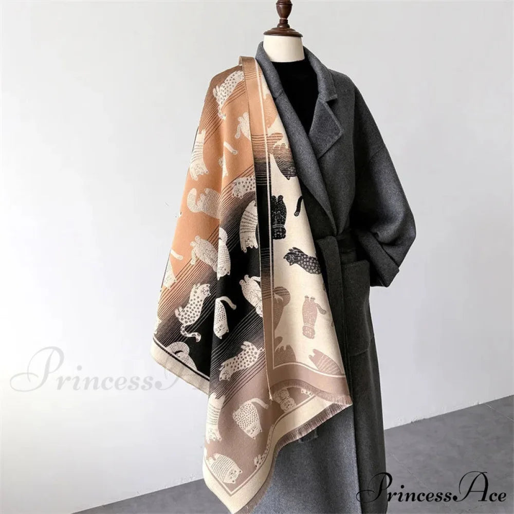 Cold Cashmere Feline Pashmina Scarf