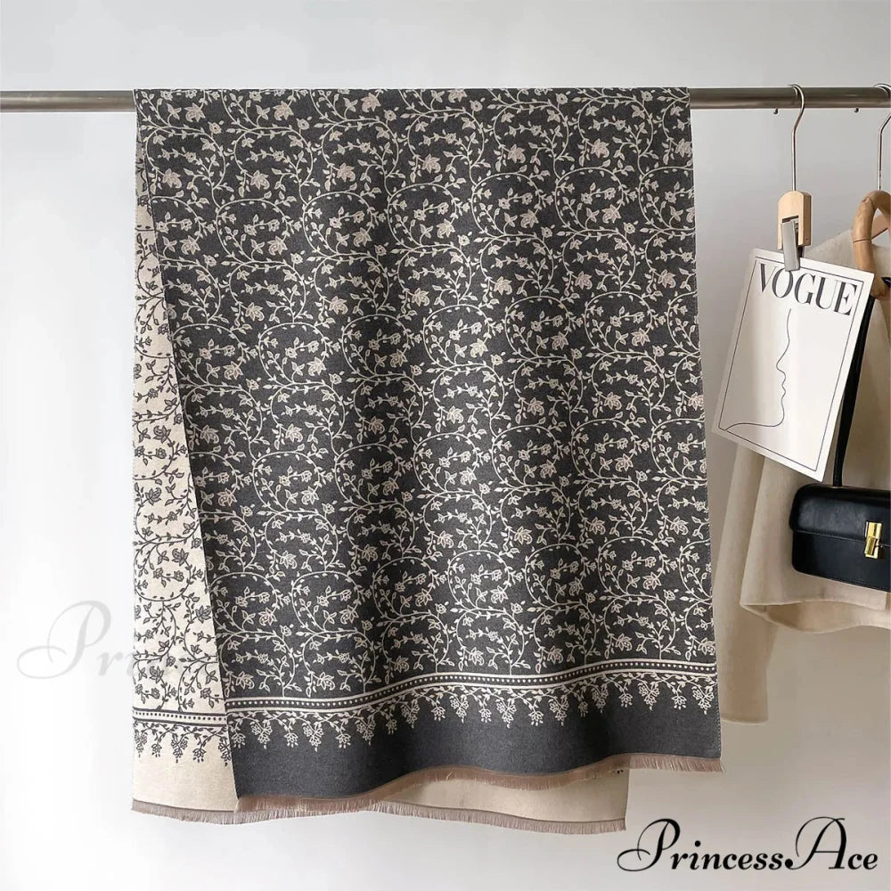 Cold Cashmere Flower Pattern Pashmina Scarf