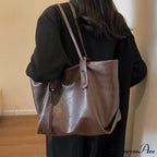 Cold Leather Tote Shoulder Bag for Women