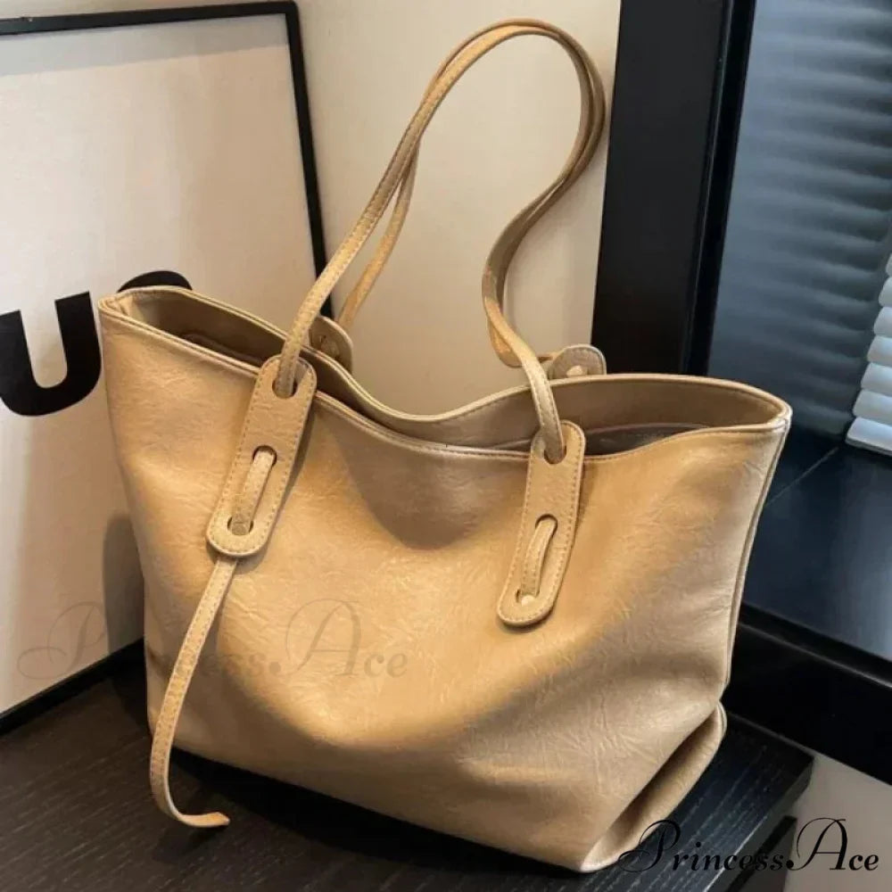 Cold Leather Tote Shoulder Bag for Women