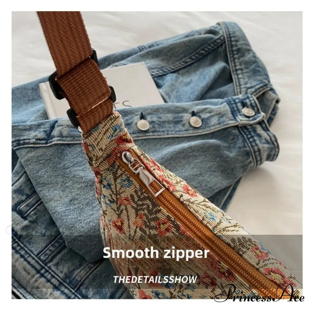 Cold Patterns Half-Moon Fabric Crossbody