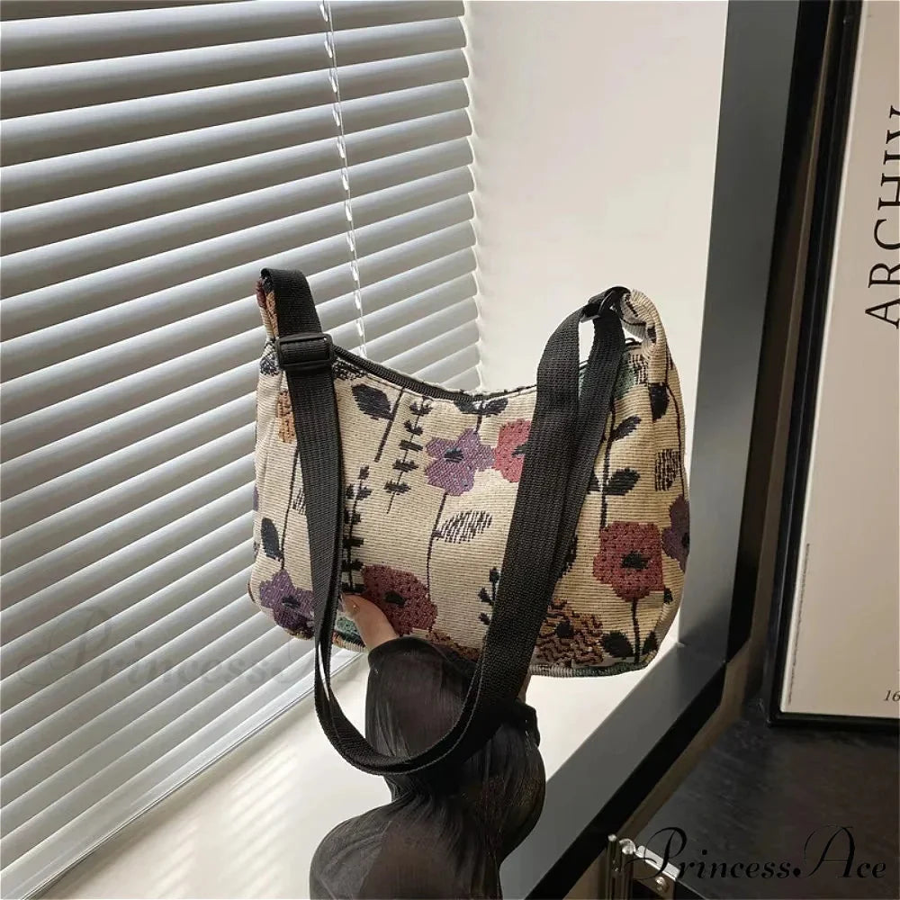 Cold Patterns Half-Moon Fabric Crossbody