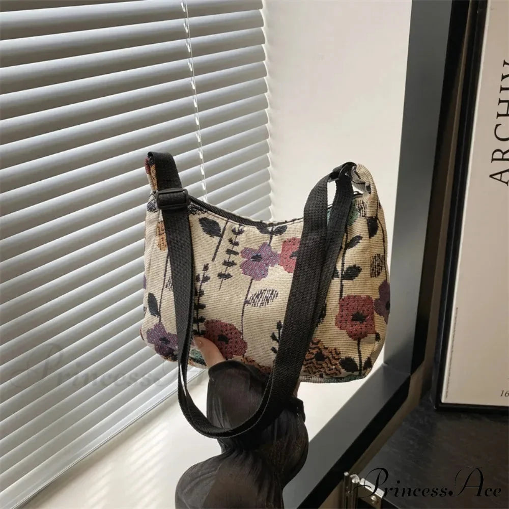 Cold Patterns Half-Moon Fabric Crossbody