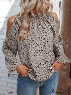 Cold-Shoulder Flowered Blouse