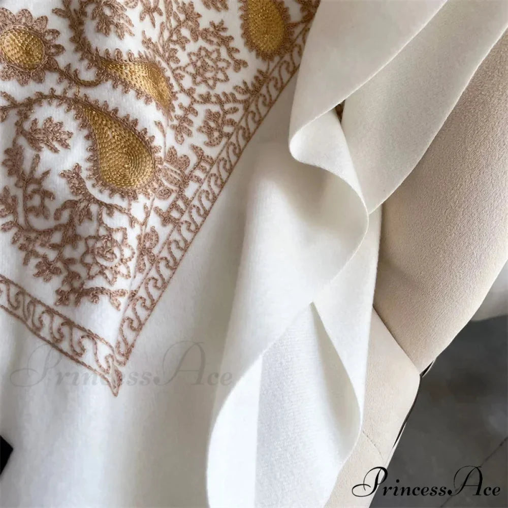 Cold Weather Soft Wool Embroidered Scarf