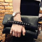 Collapsible Style Faux Leather Pouch Wristlet
