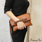 Collapsible Style Faux Leather Pouch Wristlet