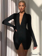 Collar Button Short Dress