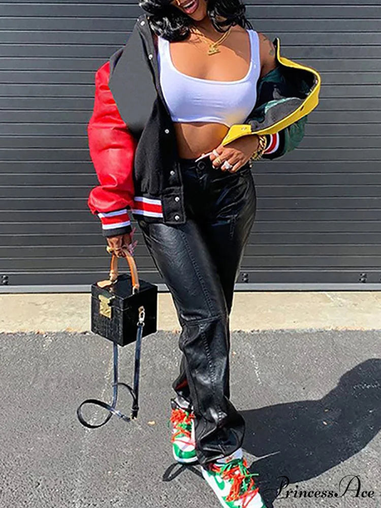 Color Block Argyle Trendy Print Wide Leg Jeans