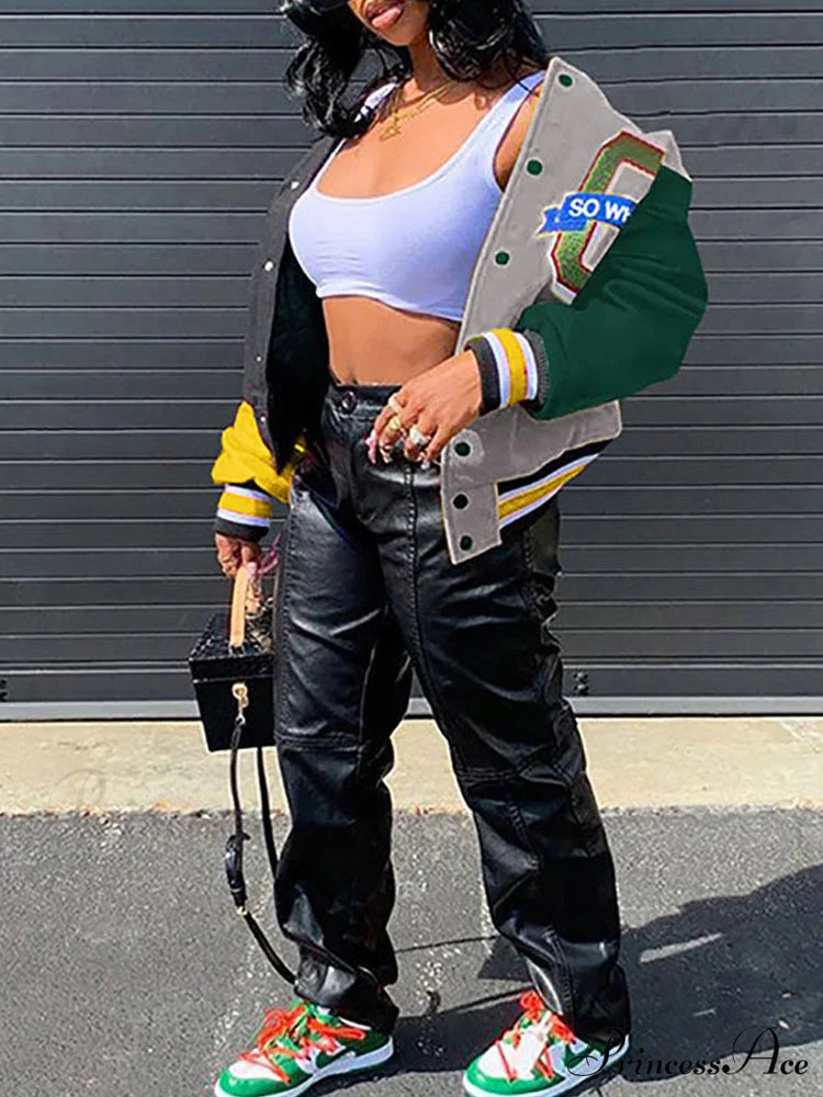 Color Block Argyle Trendy Print Wide Leg Jeans