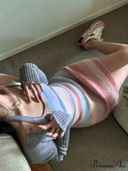 Color Block Graceful Striped Fleece Cardigan