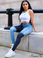 Color Block Shirt Trendy Collar Midi Dress