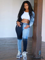 Color Block Shirt Trendy Collar Midi Dress