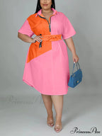 Color Block Zip Trendy Up Puffer Jacket