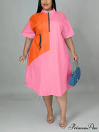 Color Block Zip Trendy Up Puffer Jacket