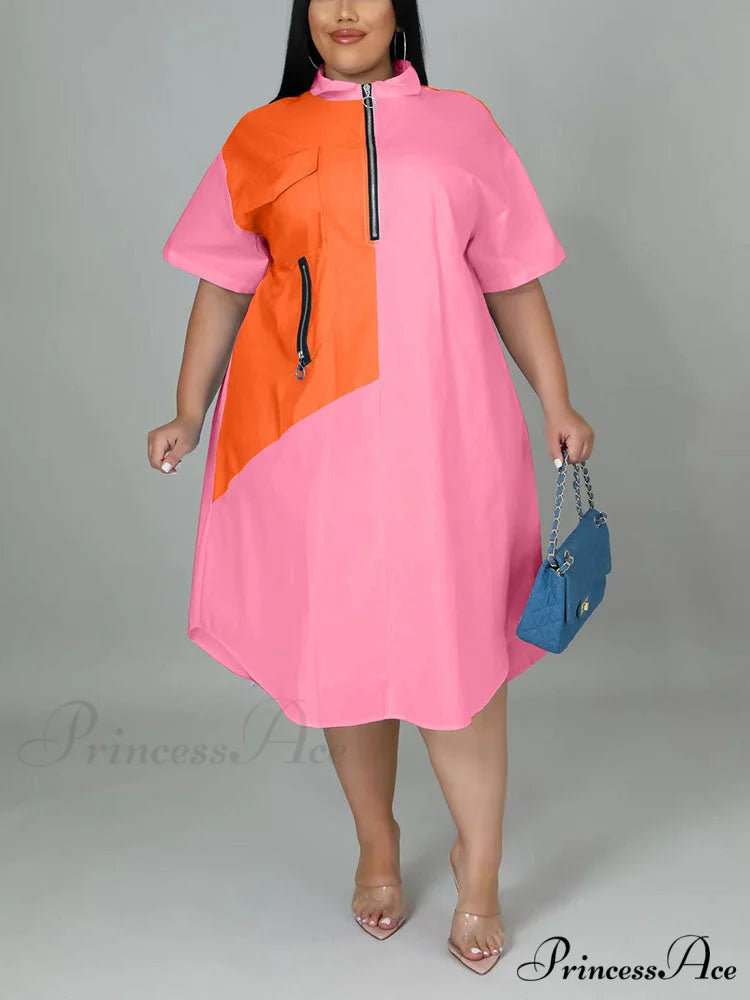 Color Block Zip Trendy Up Puffer Jacket