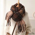 Color Blocked Grid Cashmere Pashmina Wrap Scarf