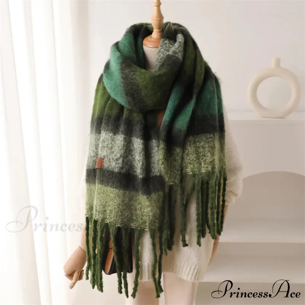 Color Blocked Stripe Cashmere Pashmina Scarf