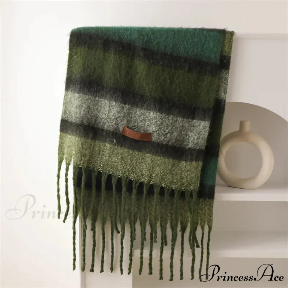 Color Blocked Stripe Cashmere Pashmina Scarf