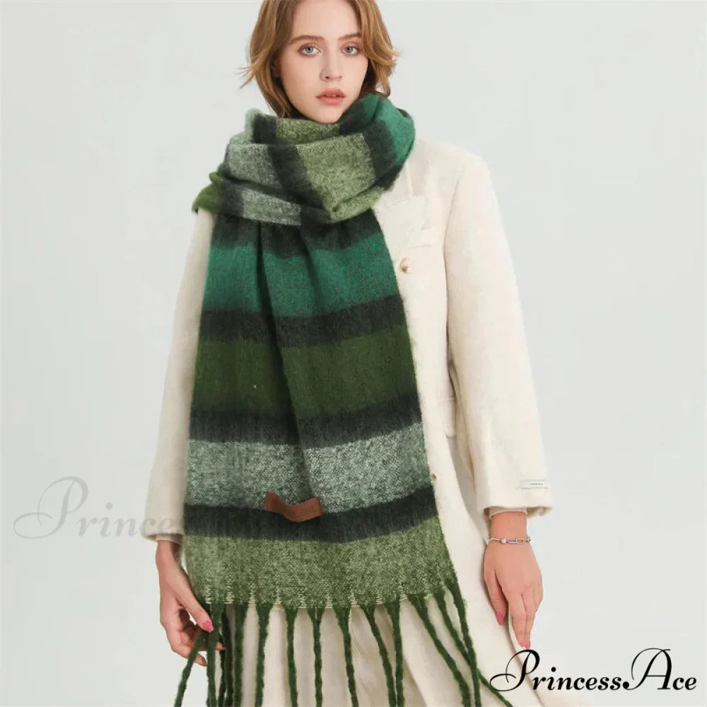 Color Blocked Stripe Cashmere Pashmina Scarf