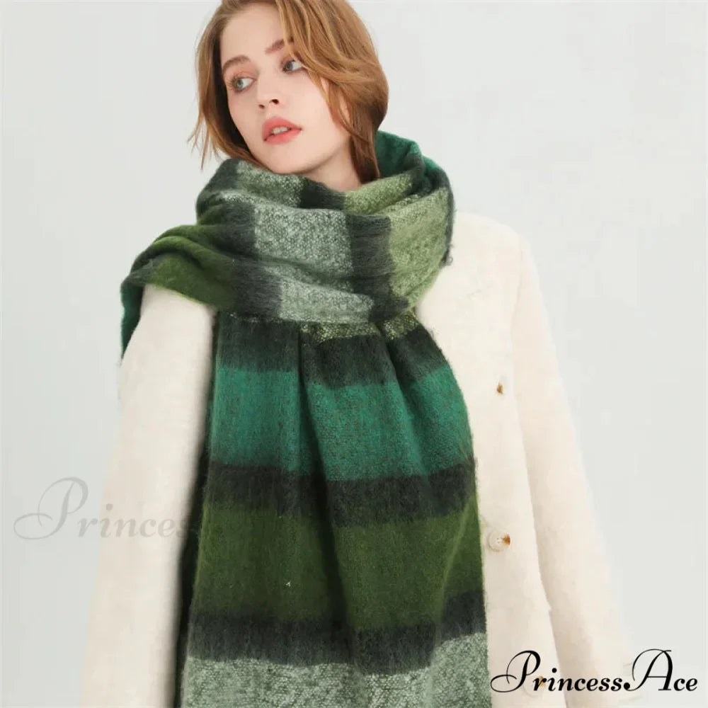 Color Blocked Stripe Cashmere Pashmina Scarf