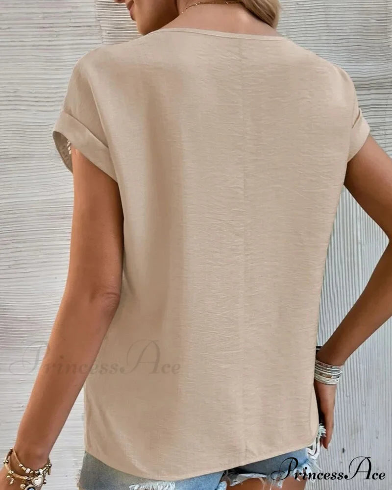 Color Cutout Solid T-shirt