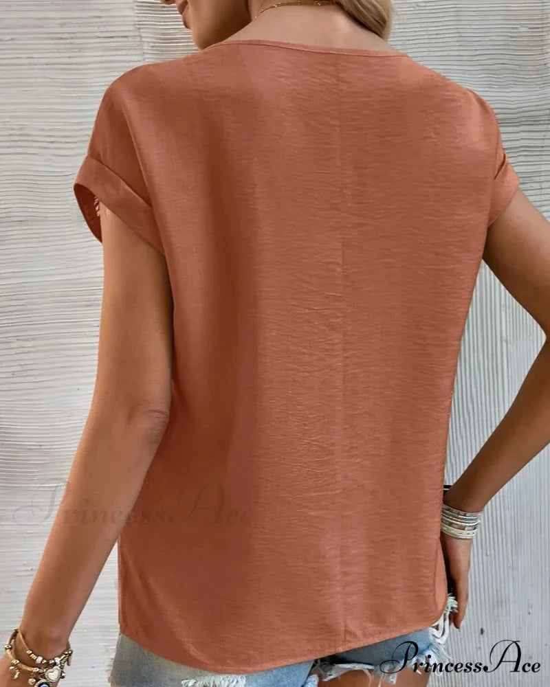 Color Cutout Solid T-shirt