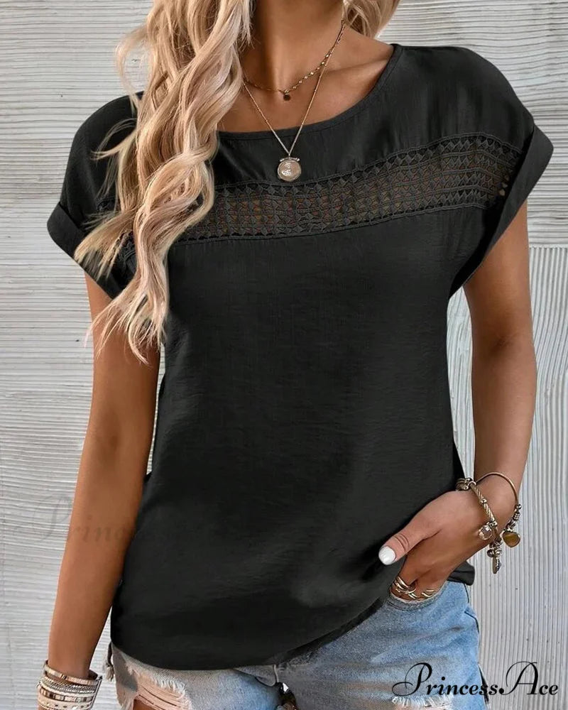 Color Cutout Solid T-shirt