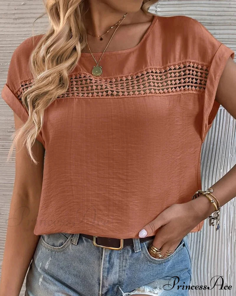 Color Cutout Solid T-shirt