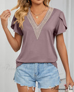 Color Ruffle Arm Solid T-Shirt