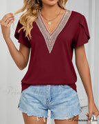 Color Ruffle Arm Solid T-Shirt