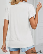 Color Ruffle Arm Solid T-Shirt