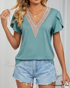 Color Ruffle Arm Solid T-Shirt