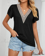 Color Ruffle Arm Solid T-Shirt